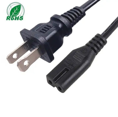 کابل برق سیاه ایالات متحده آمریکا 10A 125V 2 پین NEMA 1-15P پلاگین به IEC 320 C7
