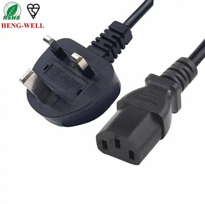 ASTA C13 Connector UK Power Cord BSI UK Kables فیوز 3 پین مصرف کننده الکترونیک 250A 13A کابل برق AC