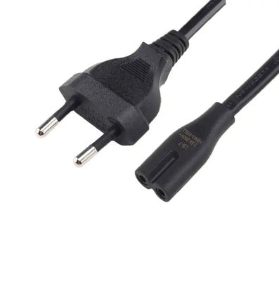 برای روسیه CE VDE ENEC AC Europ 2 Prong IEC C7 پلاگین برق 2.5A 250V 2 پین Eu کابل های برق