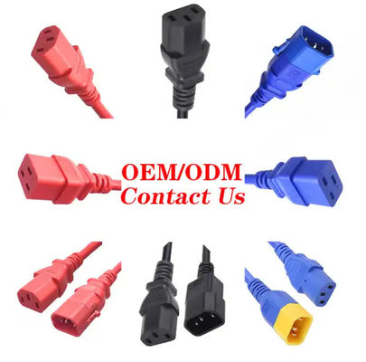 10A 250V کابل های قدرت تمدید IEC C5 C7 C13 C14 C17 C19 C20 C21 کابل های تمدید