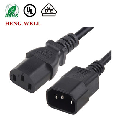 سیم افزایشی برق سیاه آمریکا، 10A 15A 125V 250V 18AWG سیم برق کامپیوتر