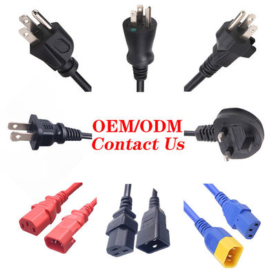 3 پین پلگ 10A 13A 15A 125V لپ تاپ کامپیوتر UL گواهینامه سیم برق AC