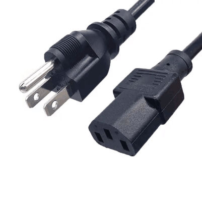 کابل برق ژاپنی 3 پین PVC، IEC 320 C13 سیم برق AC 1.8 متر سیاه سفارشی