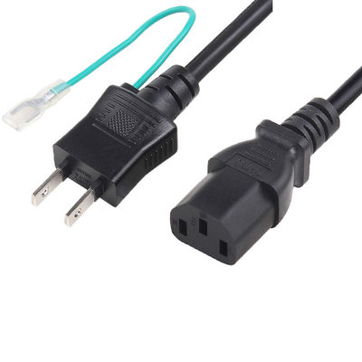 12A 125V Japan Power Cord PSE تا C13 پلاگ سیاه با سیم زمین