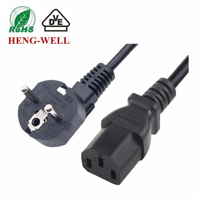 3 پین کابل برق اروپایی استاندارد اتحادیه اروپا 16A 250V پلاگین برق به IEC C13 برای کابل های برق لوازم خانگی