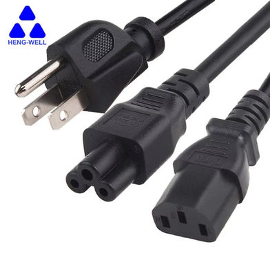UL 3 Wire USA Power Cord 18AWG برق NEMA 5-15p تا کابل لپ تاپ IEC C13