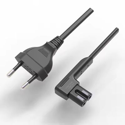 CE ENEC AC اروپایی 2 زاویه C7 پلاگین برق 2.5A 250V 2 پین Eu